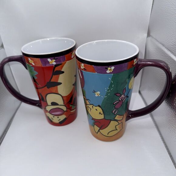 Disney Store Winnie The Pooh Tigger Piglet Mug Cup Tall Set of 2 - Picture 1 of 9